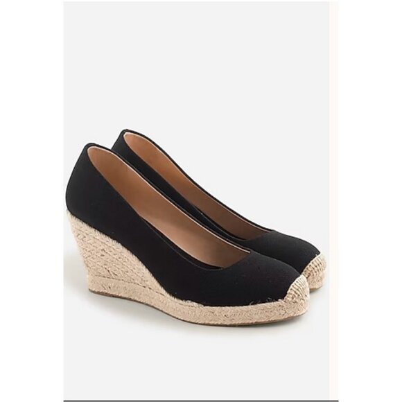 J.Crew $128 Seville Espadrille Wedges Black Size 7 64498 - Picture 1 of 7